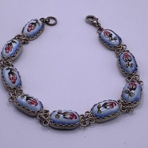Vintage Unique Russian Hand Painted Enamel Filigree Bracelet